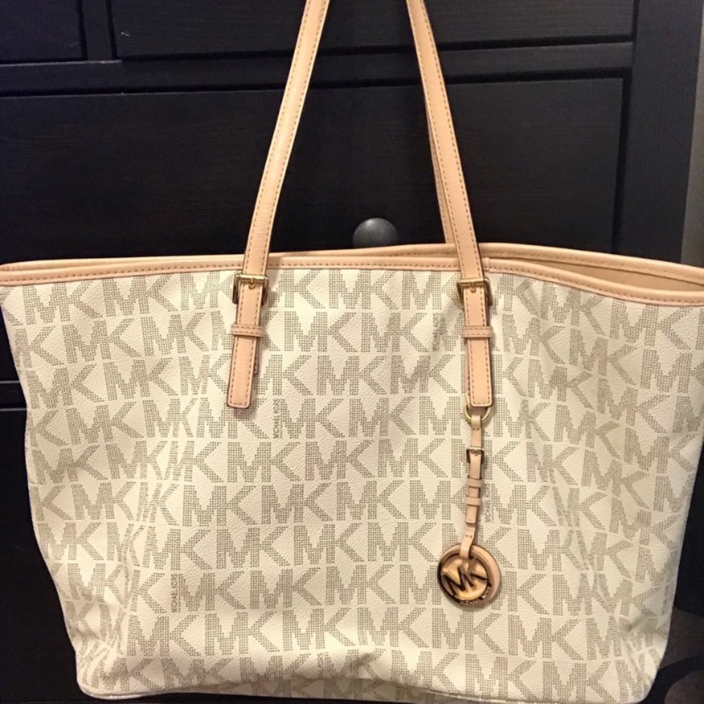 Michael Kors white tote bag